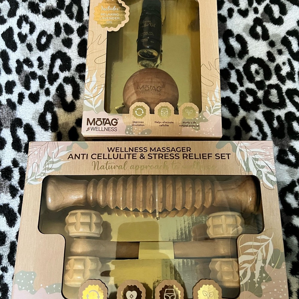 Natural Wood Massager Set and Oil